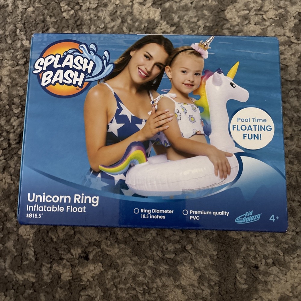Splash Bash Unicorn Ring Inflatable Float 18.5" Diameter NEW